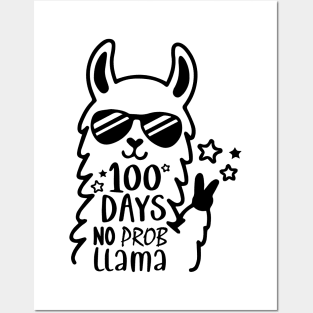 Funny 100 Days of School, No Prob Llama 100 days smarter Posters and Art